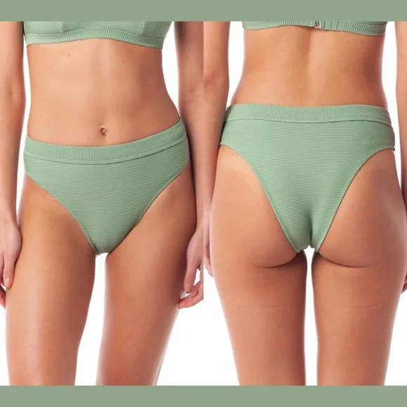 NEW 2PC Rhythm Palm Springs Ribbed Bikini‎ Top + Bottom in Eden [SZ Large ] SET - Picture 4 of 16